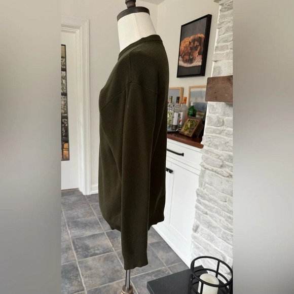 Zara Men’s Basic Olive Green Crew Neck Pullover Sweater Size M - Picture 6 of 7